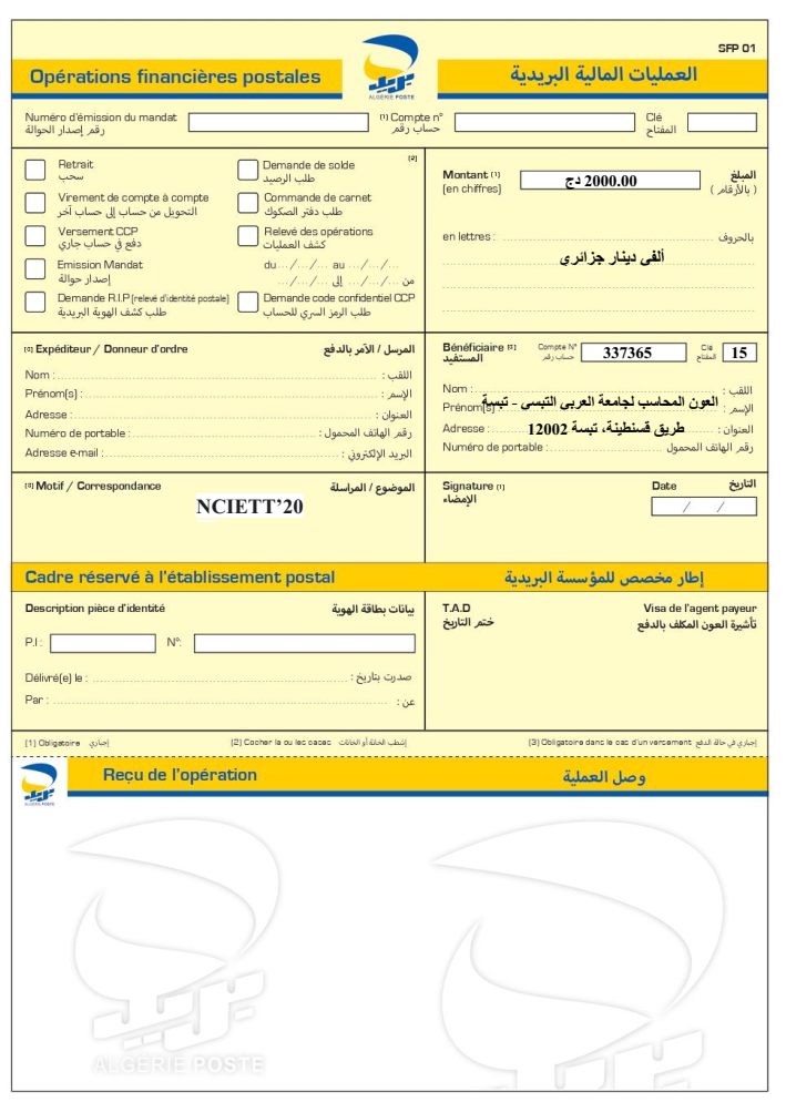 Mandat Postal Example